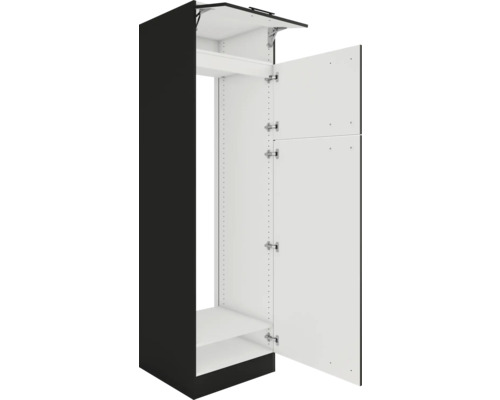 Meuble de cuisine avec porte ouverte et compartiments