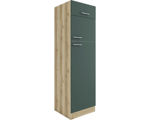 Armoire pour four/réfrigérateur encastré Optifit pour réfrigérateur encastré 145 Savona405 lxpxh 60 x 57,1 x 206,8 cm vert mat démonté tirant réversible (montage à gauche ou à droite)