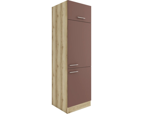 Armoire frigorifique Optifit pour réfrigérateur encastré 88 Bari407 lxpxh 60 x 57,1 x 206,8 cm rouge rouille mat démonté tirant réversible (montage à gauche ou à droite)