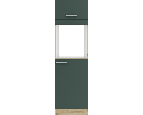 Meuble de cuisine avec deux tiroirs et compartiment ouvert