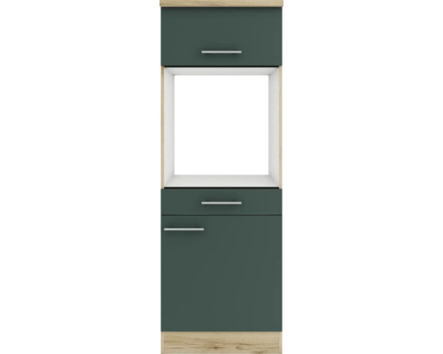 Meuble de cuisine avec deux tiroirs et un compartiment ouvert