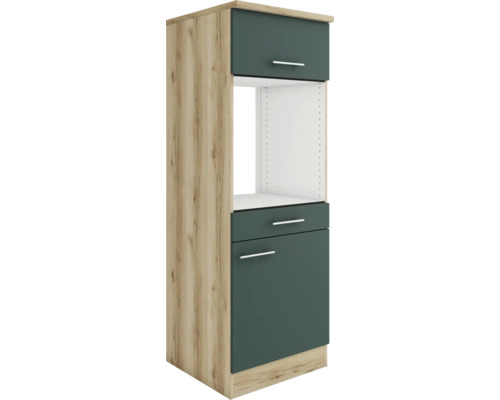 Armoire haute pour four Optifit avec porte Savona405 lxpxh 60 x 60 x 174,4 cm vert mat démontée tirant réversible (montage à gauche ou à droite)