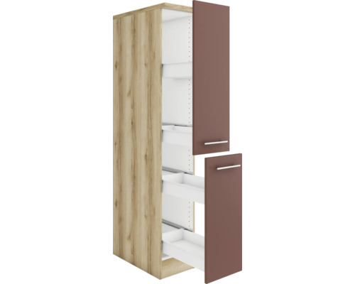 Meuble de cuisine aspect bois avec deux tiroirs coulissants