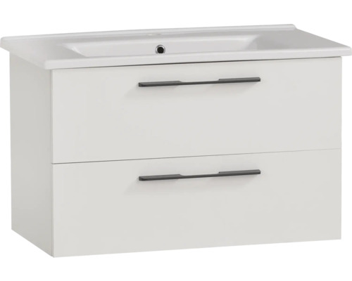 Waschbecken mit Unterschrank Möbelpartner Maxim BxHxT 85x54.5x45.5 cm Frontfarbe weiss matt 701860 Waschbecken mit Unterschrank Möbelpartner Maxim BxHxT 85x54.5x45.5 cm Frontfarbe weiss matt 701860