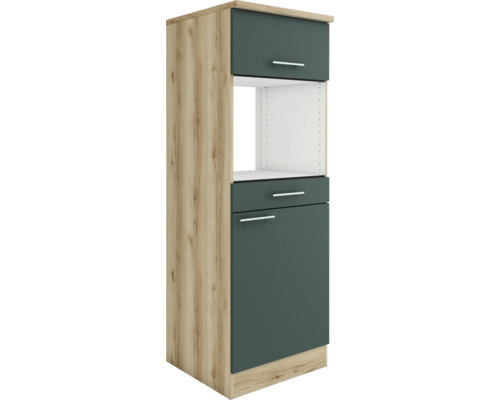 Meuble pour appareils encastrables Optifit pour microondes Savona405 lxpxh 60 x 60 x 174,4 cm vert mat démonté tirant réversible (montage à gauche ou à droite)