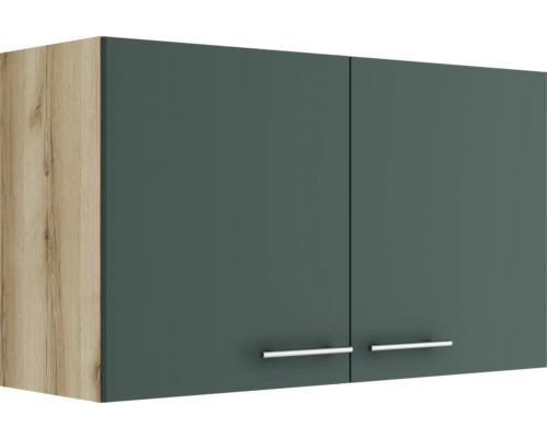 Armoire suspendue Optifit Savona405 lxpxh 100x34,6x57,6 cm vert mat démontée Armoire suspendue avec deux portes et poignées