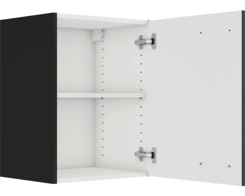 Armoire murale avec porte ouverte et étagère