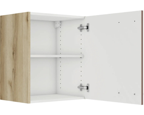 Armoire suspendue ouverte avec étagères et porte