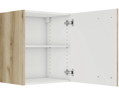 Armoire suspendue ouverte avec étagères et porte