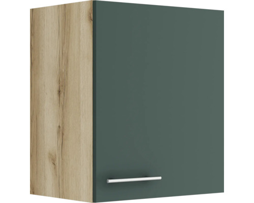 Armoire suspendue Optifit Savona405 lxpxh 50 x 34,6 x 57,6 cm couleur de façade vert mat couleur du corps chêne sauvage tirant réversible (peut être monté à gauche ou à droite)