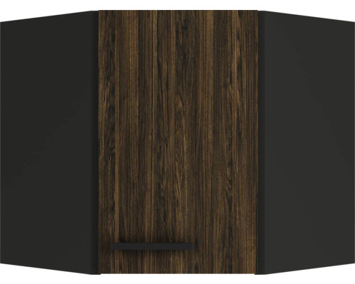 Armoire suspendue avec décor bois et barre de poignée