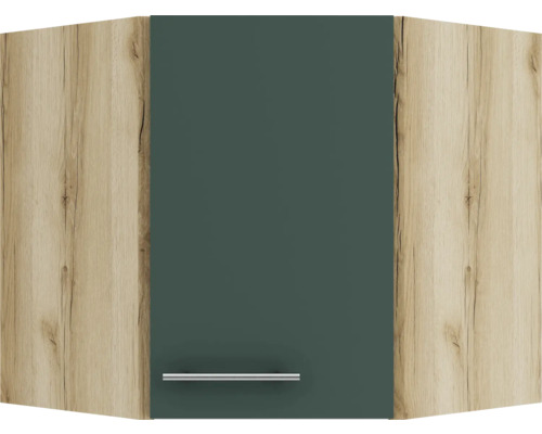 Élément haut d''angle avec décor bois et une poignée