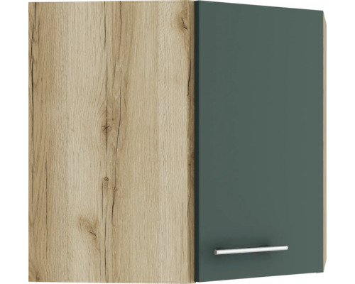 Armoire suspendue d'angle Optifit Savona405 lxpxh 60 x 34,6 x 57,6 cm vert mat démonté tirant réversible (peut être monté à gauche ou à droite)