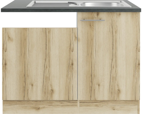 Meuble sous-évier avec deux portes aspect bois et évier