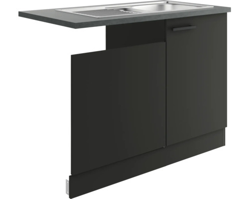Optifit Spülenschrank inkl Spüle Geschirrspülerblende für teilintegrierten Geschirrspüler Madrid420 BxTxH 110 x 60 x 84,8 cm Frontfarbe anthrazit matt Korpusfarbe grau Anschlag reversibel (links oder rechts montierbar) Küchenspüle mit Unterschrank für die Küche