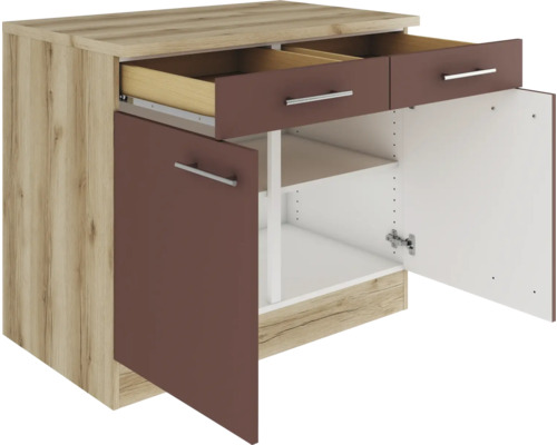 Meuble bas avec deux tiroirs et deux portes