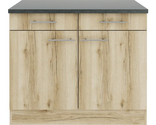 Meuble bas avec tiroirs et portes en décor bois pour rangement