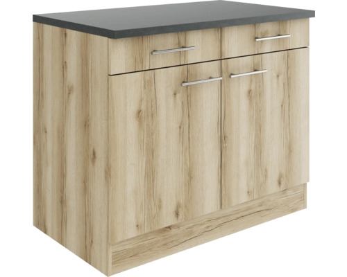 Meuble bas Optifit avec tiroir et porte pivotante Livorno290 lxpxh 100x60x84,8 cm chêne sauvage mat structuré démonté