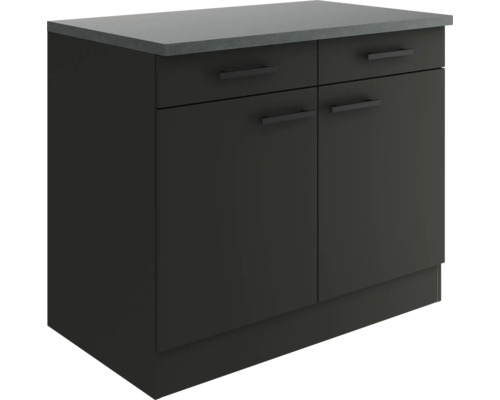 Meuble bas Optifit avec tiroir et porte pivotante Madrid420 lxpxh 100x60x84,8 cm anthracite mat démonté