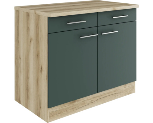 Meuble bas Optifit avec tiroir et porte pivotante Savona405 lxpxh 100 x 60 x 84,8 cm vert mat démonté