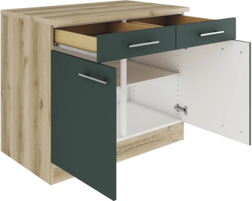 Meuble bas avec deux tiroirs et deux portes