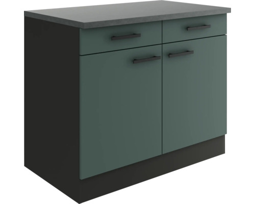 Meuble bas Optifit avec tiroir et porte pivotante Verona405 lxpxh 100x60x84,8 cm vert mat démonté