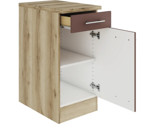 Meuble bas de cuisine avec tiroir et étagères