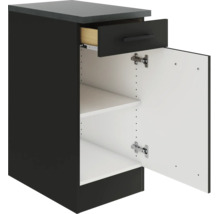 Küchenunterschrank mit Schublade und offener Tür