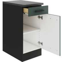 Meuble bas avec tiroir et porte ouverte