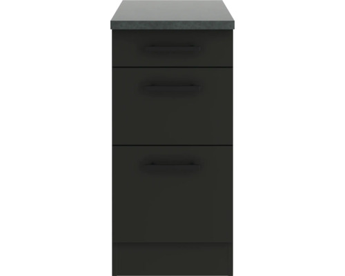 Meuble bas avec trois tiroirs et plan de travail