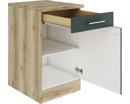 Meuble bas de cuisine avec tiroir et étagères