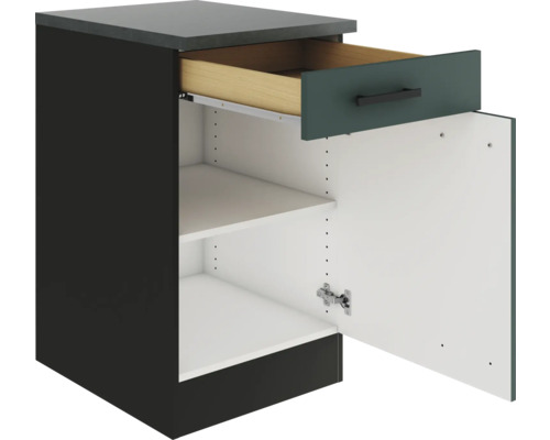 Meuble bas de cuisine avec tiroir et étagères