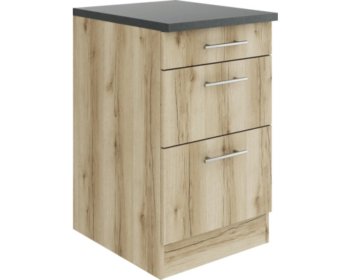 Optifit Schubladenunterschrank Livorno290 BxTxH 50x60x84,8 cm wildeiche matt strukturiert zerlegt