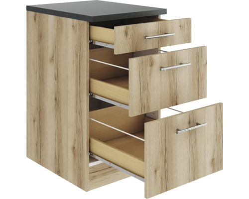 Meuble bas de cuisine avec trois tiroirs