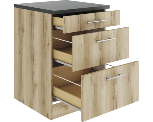 Meuble bas de cuisine avec trois tiroirs