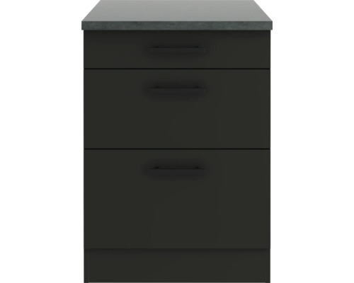 Meuble bas avec trois tiroirs et plan de travail