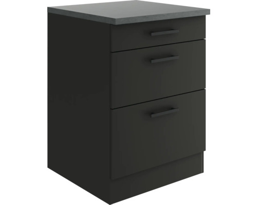 Optifit Schubladenunterschrank Madrid420 BxTxH 60x60x84,8 cm anthrazit matt zerlegt Unterschrank mit drei Schubladen für Badezimmer