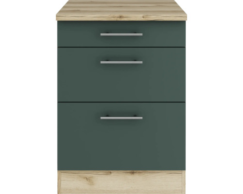 Armoire avec trois tiroirs et poignées