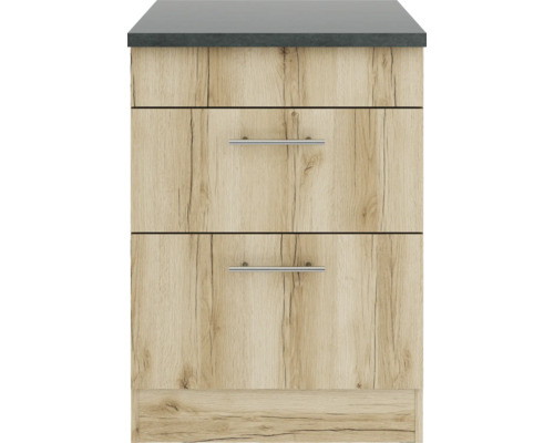 Meuble bas avec deux tiroirs et un plan de travail