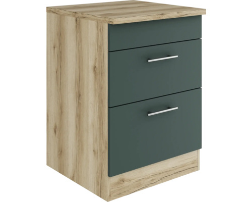 Armoire encastrée sous plaque de cuisson Optifit Savona405 lxpxh 60 x 60 x 84,8 cm vert mat démonté