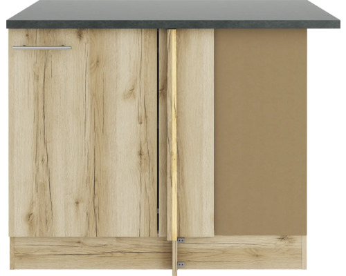 Meuble bas de cuisine avec plan de travail et décor bois