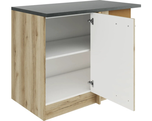 Meuble bas de cuisine avec porte et étagères