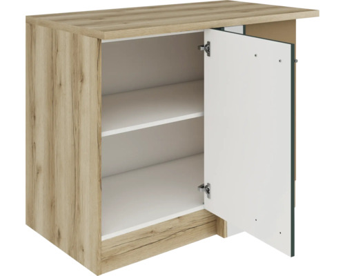 Offener Unterschrank mit Einlegeböden und Tür