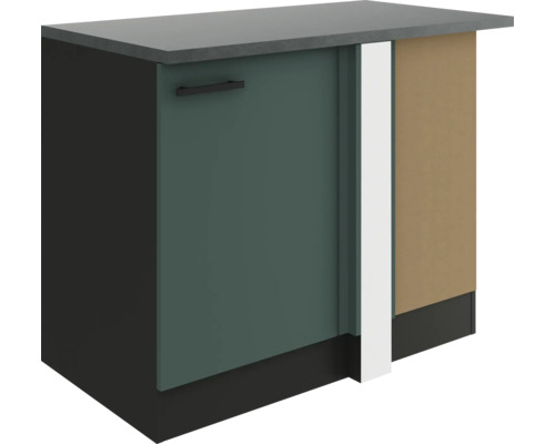 Meuble bas d'angle Optifit Verona405 lxhxp 110 x 60 x 84,8 cm vert mat démonté tirant réversible (montage à gauche ou à droite)