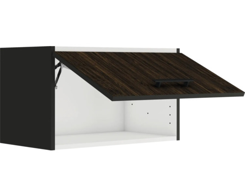 Armoire suspendue avec porte en bois en position ouverte