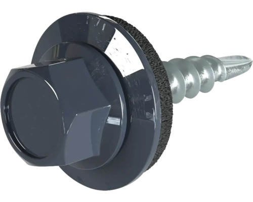 Vis PRECIT 4,8x20 mm gris anthracite RAL 7016 paquet = 100 pces Vis à tôle avec rondelle d''étanchéité