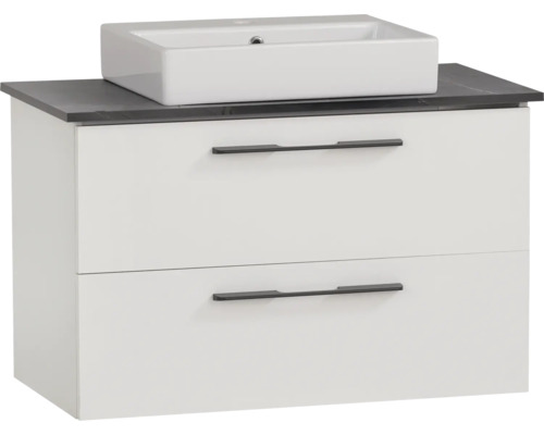 Waschbecken mit Unterschrank Möbelpartner Maxim BxHxT 86x62.9x45 cm Frontfarbe weiss matt 701858 Waschbecken mit Unterschrank Möbelpartner Maxim BxHxT 86x62.9x45 cm Frontfarbe weiss matt 701858