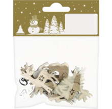 Verpackung mit hölzernen Rentieranhängern zur Dekoration