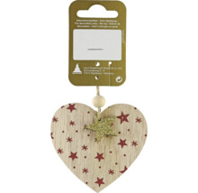 Pendentif décoratif en forme de cœur avec motif étoiles et étoile dorée