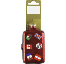 Boule de Noël décorative en forme de valise avec des drapeaux de pays